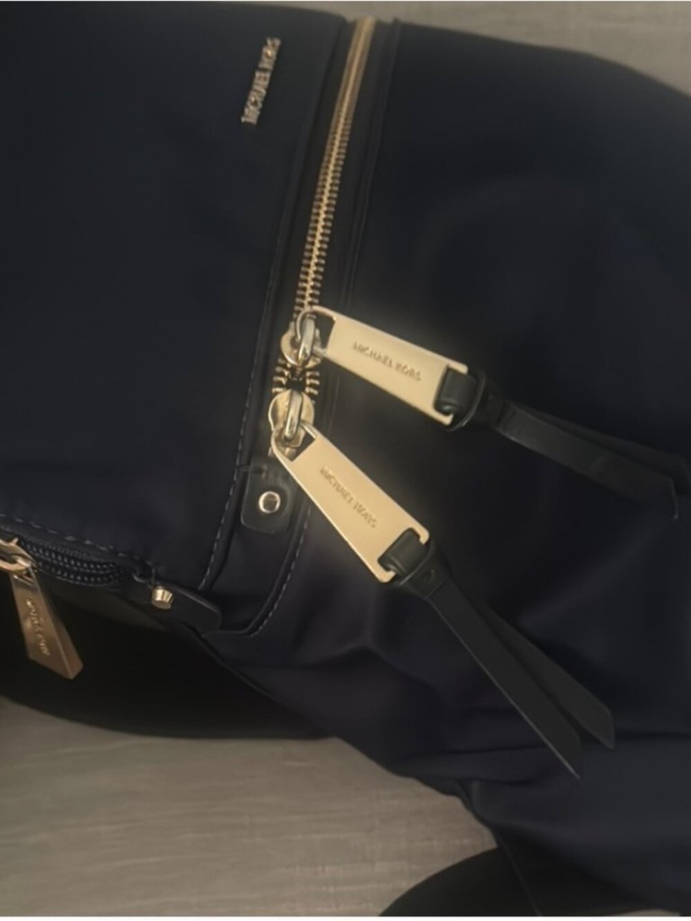 Michael Kors Kelsey Navy Backpack | Gold Hardware | Lightweight Travel Bag - Picture 3 of 8